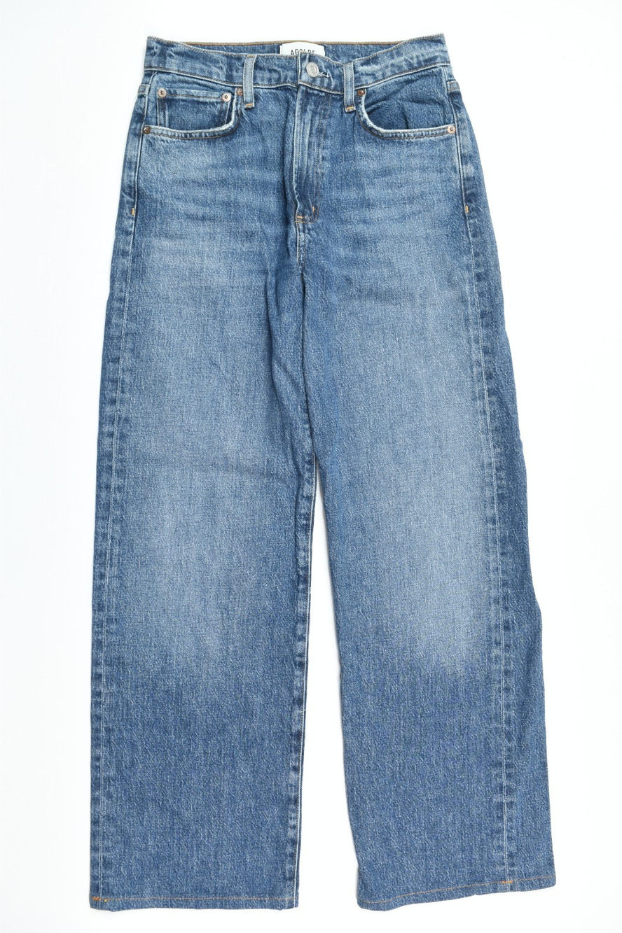 AGOLDE Harper Mid Rise Relaxed Straight Jeans Womens 25 Blue Cotton Denim